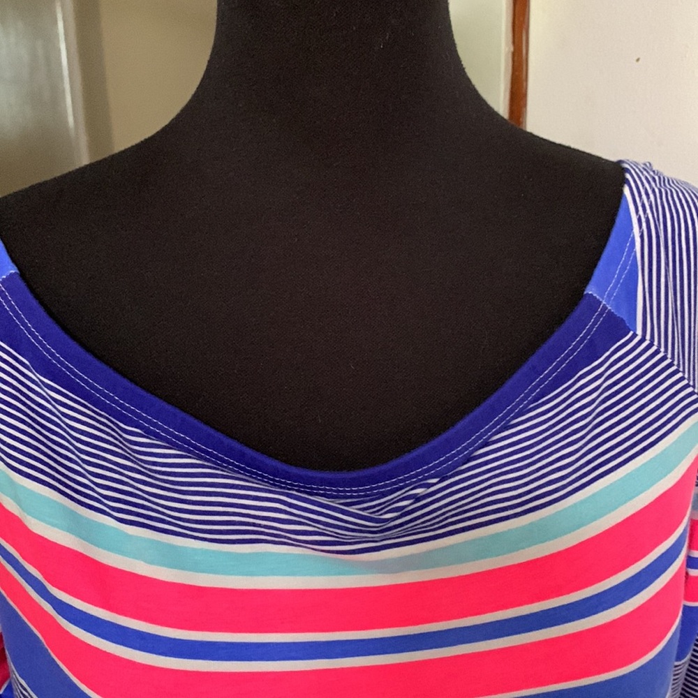 Lilly Pulitzer Audelia off shoulder top  Kaleidoscope Jungle Stripe size L - Picture 4 of 7